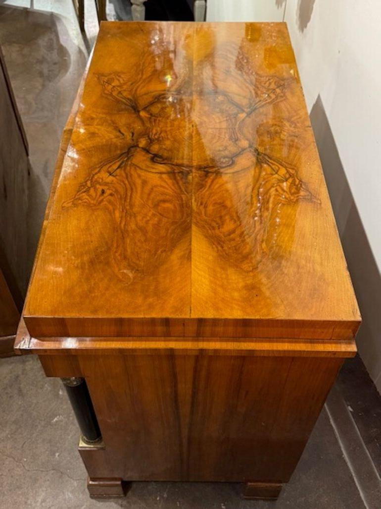 Pair of German Walnut Biedermeier Commodes with Ebony Details For Sale 1