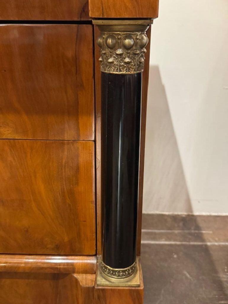 Pair of German Walnut Biedermeier Commodes with Ebony Details For Sale 3