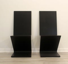 Pair of Gerrit Rietveld for Cassina Postmodern Black Zig Zag Chairs