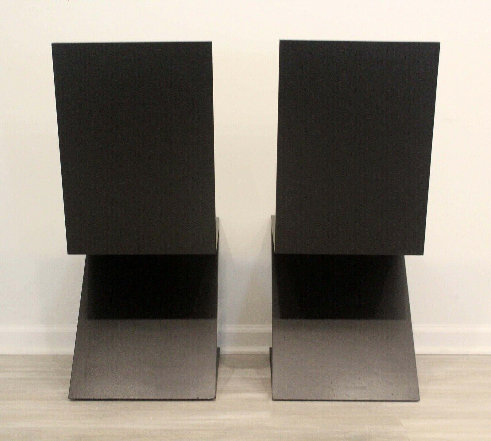 Late 20th Century Pair of Gerrit Rietveld for Cassina Postmodern Black Zig Zag Chairs