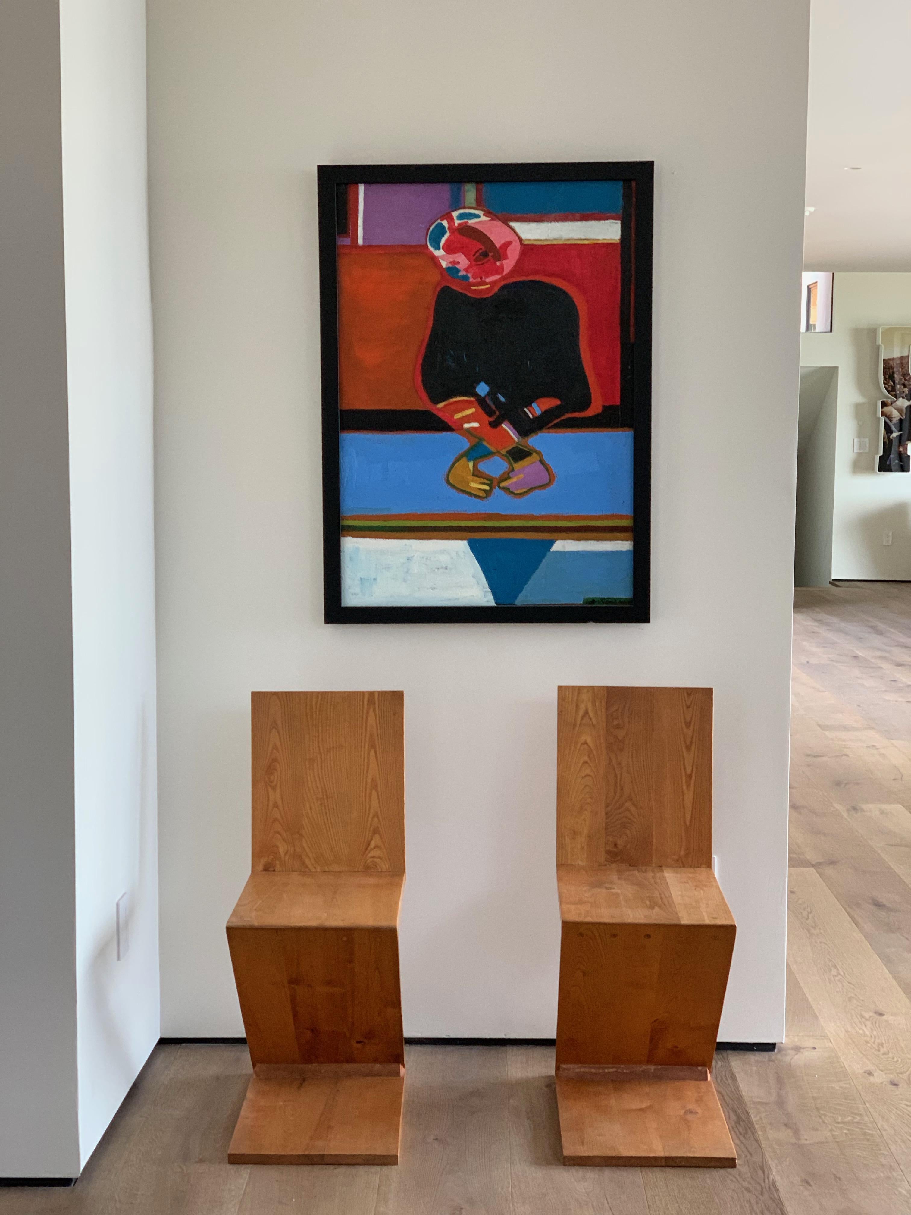 Perhaps the best pair of Gerrit Rietveld Zig Zag chairs, 1960s.
