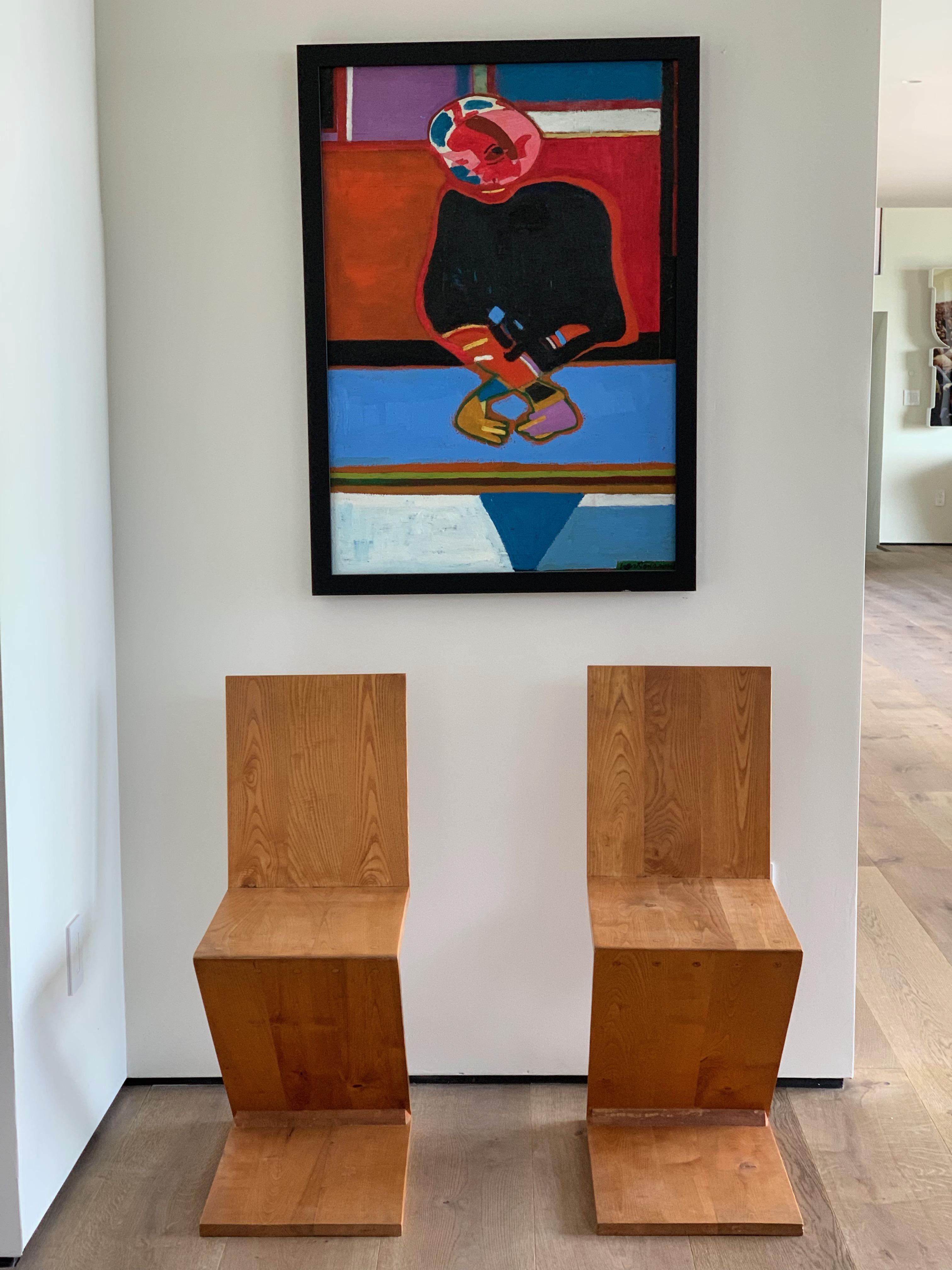 Paar Zick-Zack-Stühle von Gerrit Rietveld, 1920er Jahre (De Stijl) im Angebot