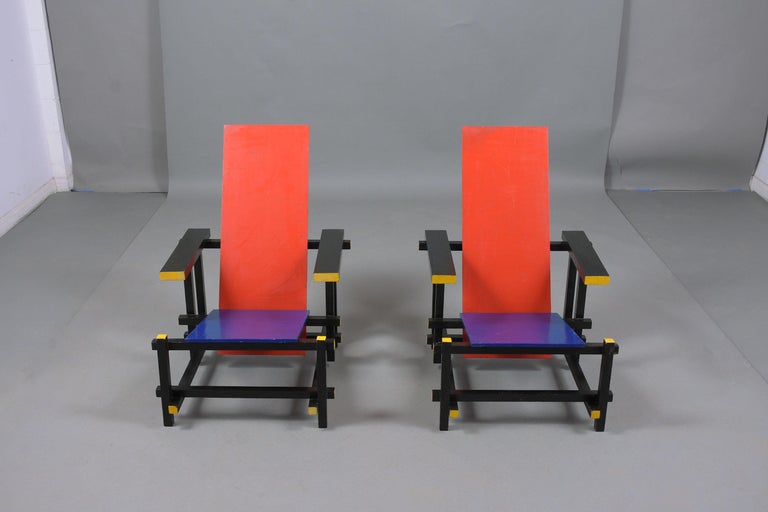 French Pair of Gerrit Rietveld Chairs For Sale