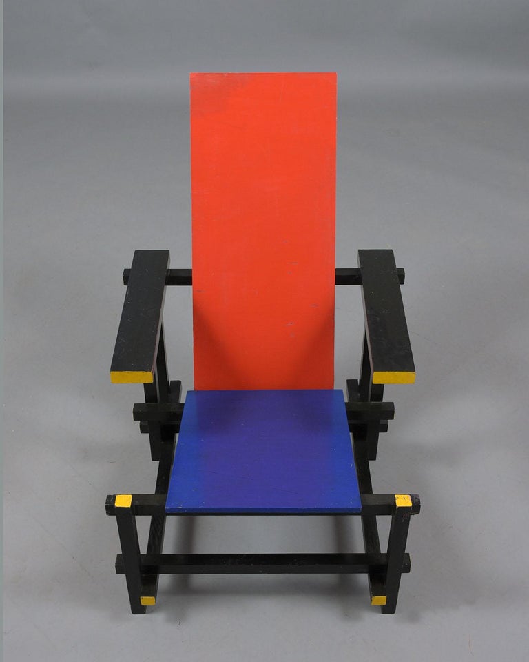 Carved Pair of Gerrit Rietveld Chairs For Sale