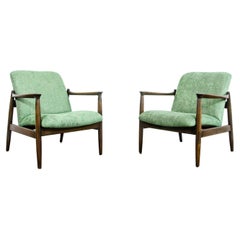 Pair of Restored Mid-Century Green GFM-64 Armchairs by Edmund Homa, 1960's.