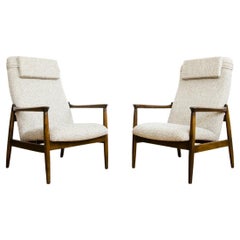 Pair of Mid-Century Vintage High Back Gfm-64 Armchairs by Edmund Homa 1960's