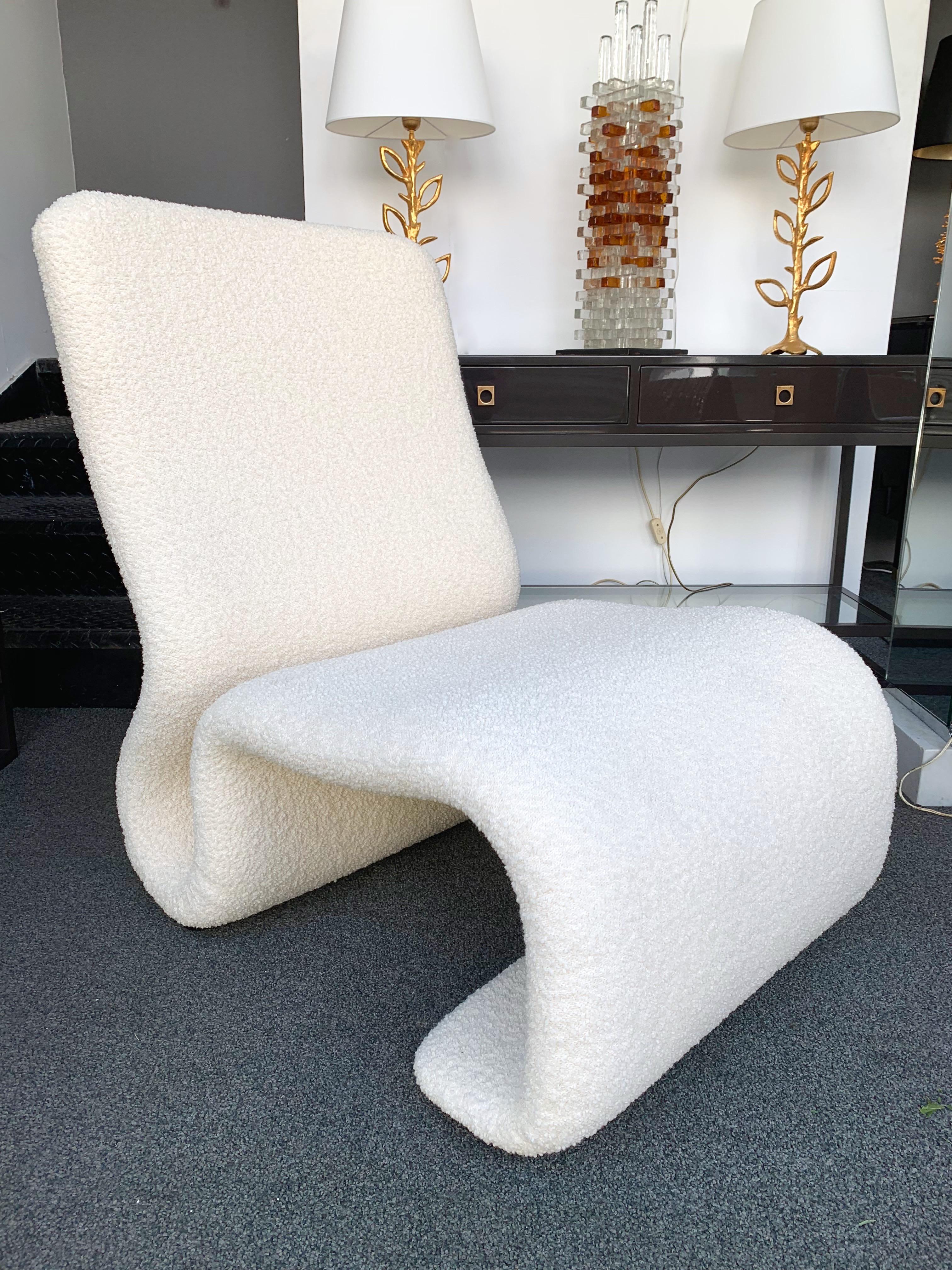 Pair of Ghost armchairs, fully upholstered new foam and fabric by Bisson Bruneel. 