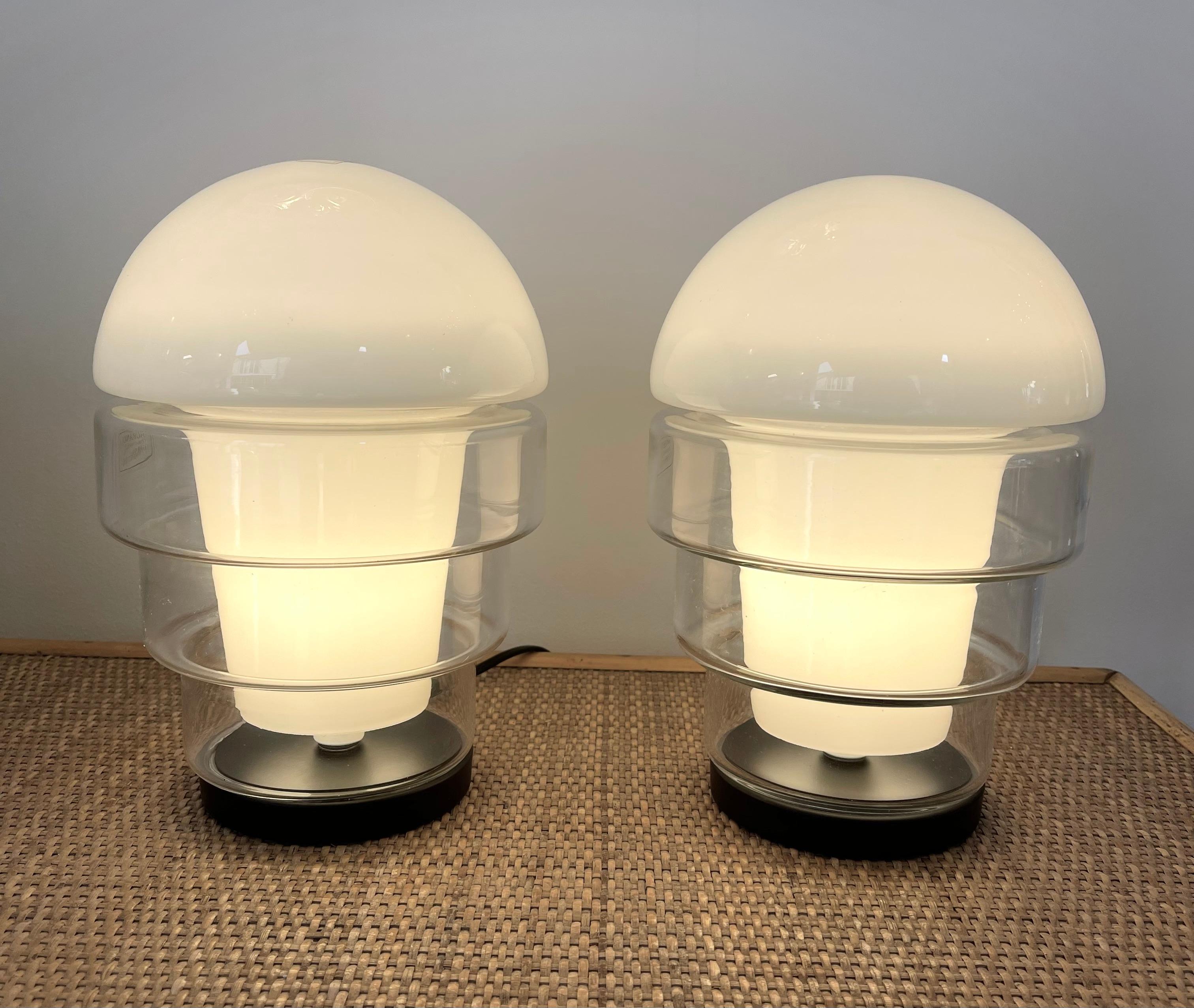 Pair of Ghost Murano Glass Lamps, Italy, 1970s 4