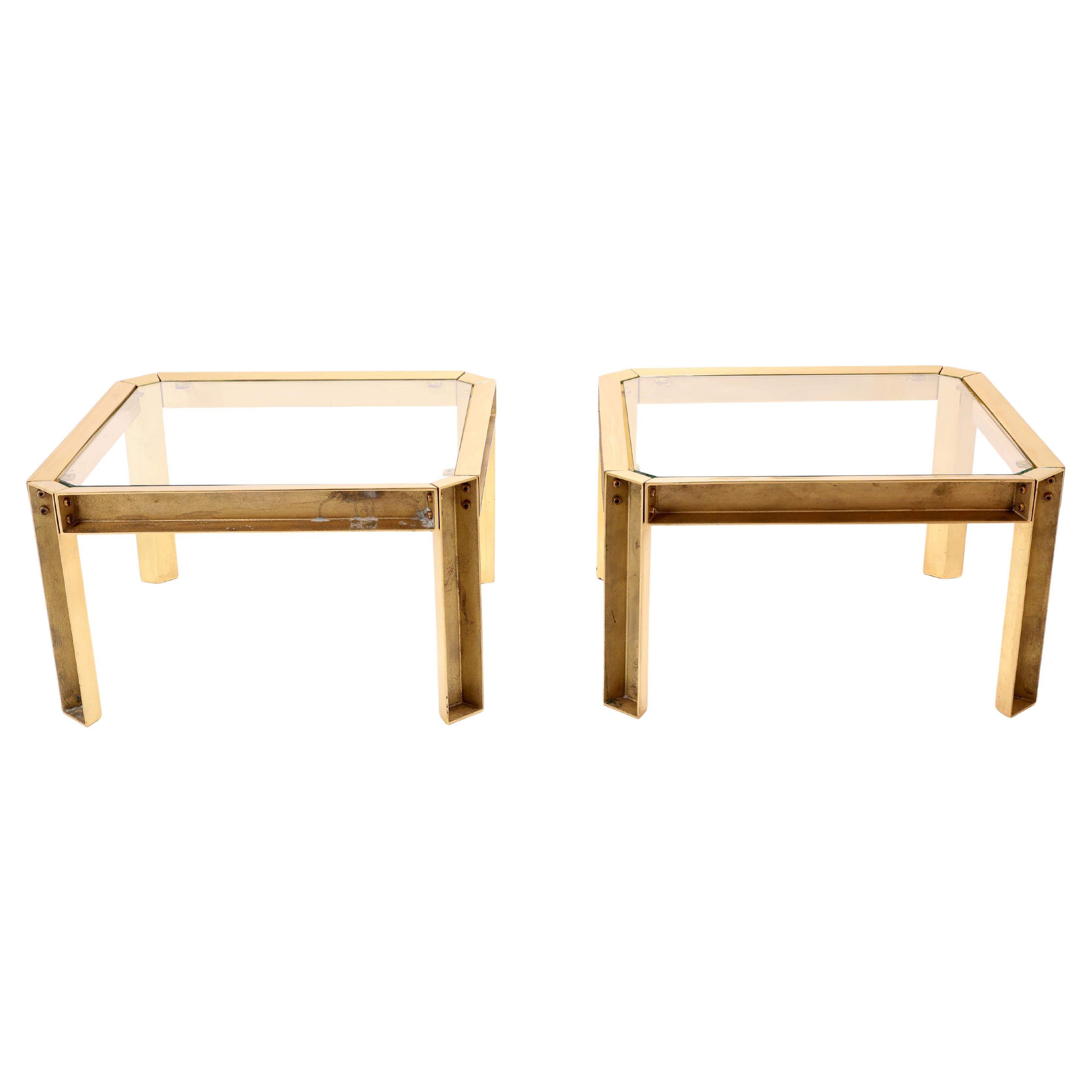 Pair of Ghyczy Brass and Glass Coffee Tables, 1970s–1980s For Sale