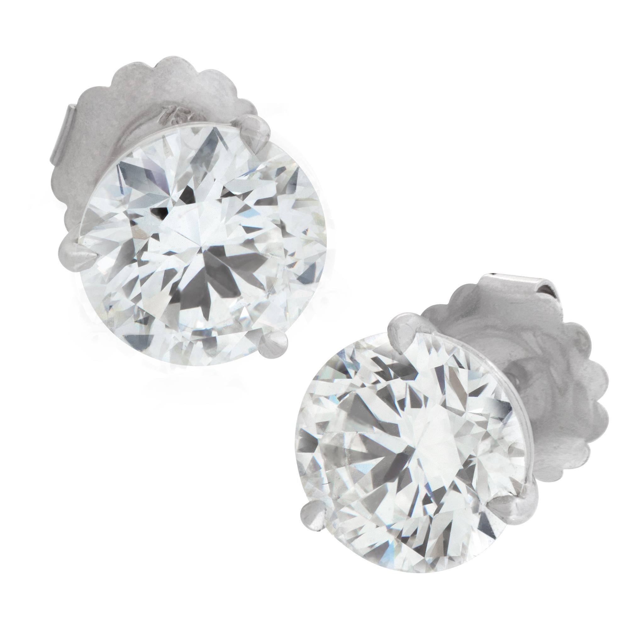 Pair of GIA certified round brilliant cut diamond stud earrings set in 18k white gold 