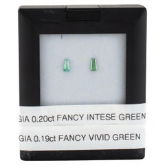 Pair of GIA Certified Loose Tapered Baguette Treated Natural Fancy Green 0.39ct