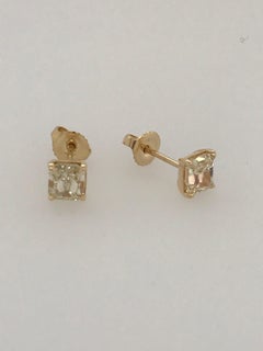Pair of GIA Yellow Radiants, Total Weight 2.11 Carat in 18 Karat Gold