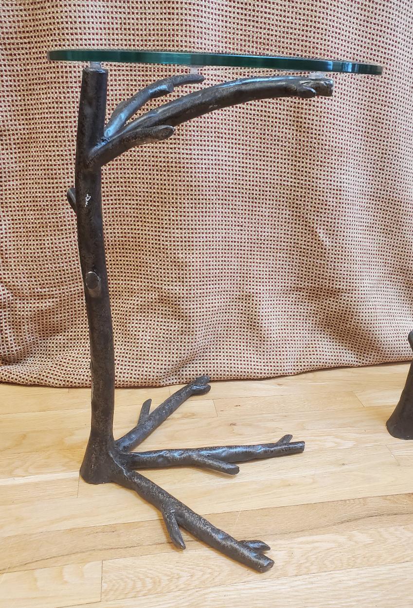 20th Century Pair of “Giacometti” Inspired  Metal End Tables in the Shape of Tree Branches For Sale