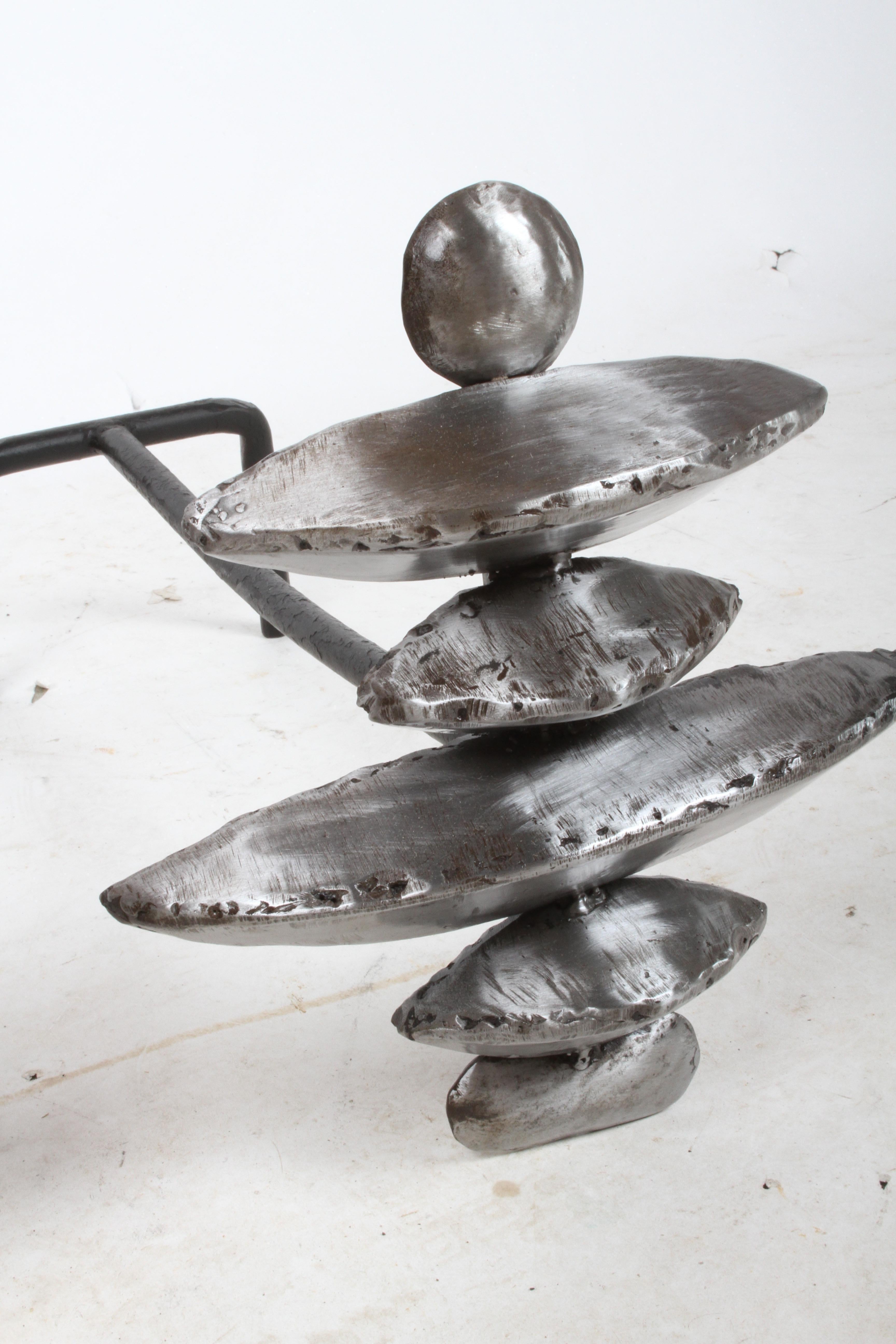 Mid-Century Modern Pair of Giacometti Style Sculptural Andirons