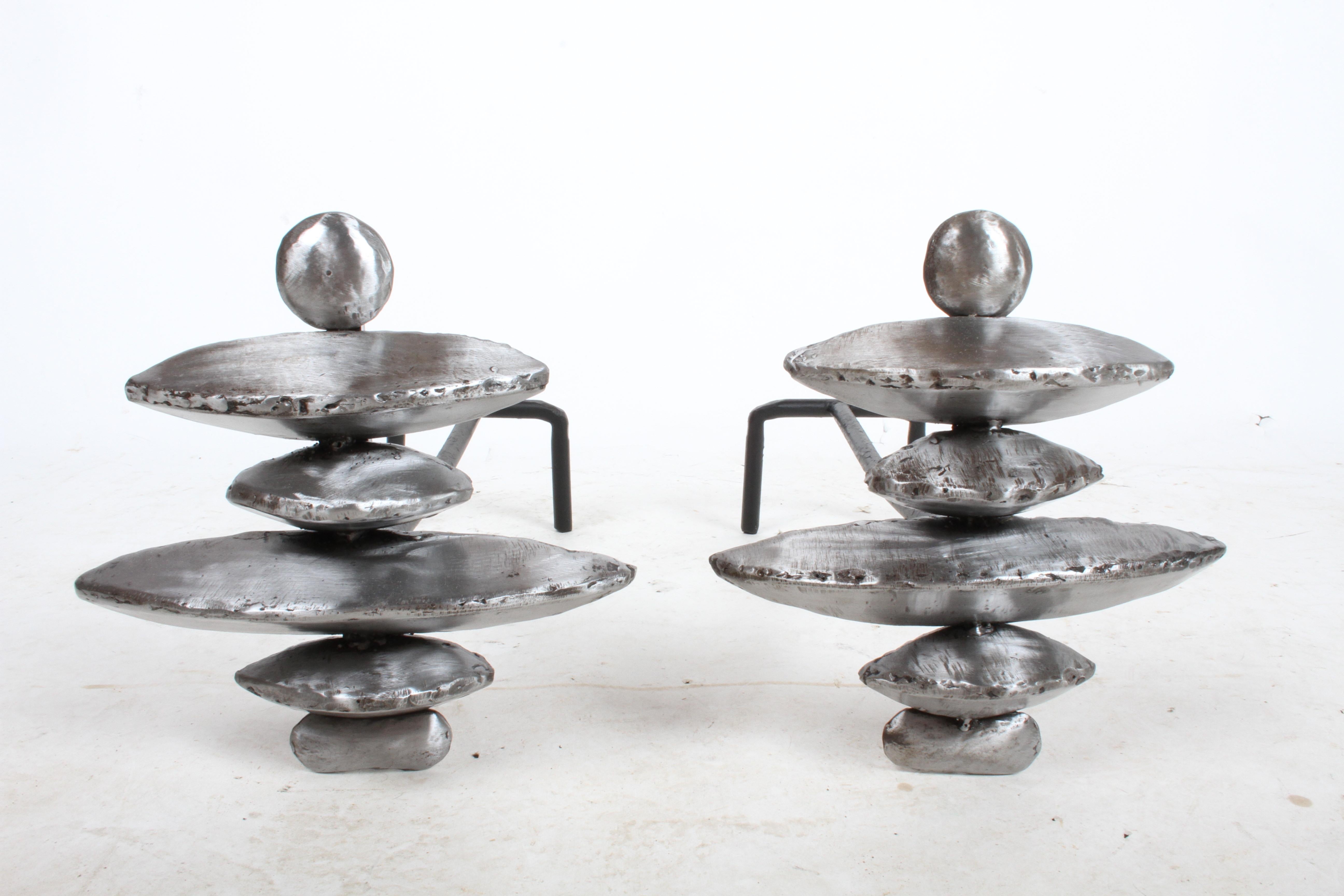 Late 20th Century Pair of Giacometti Style Sculptural Andirons