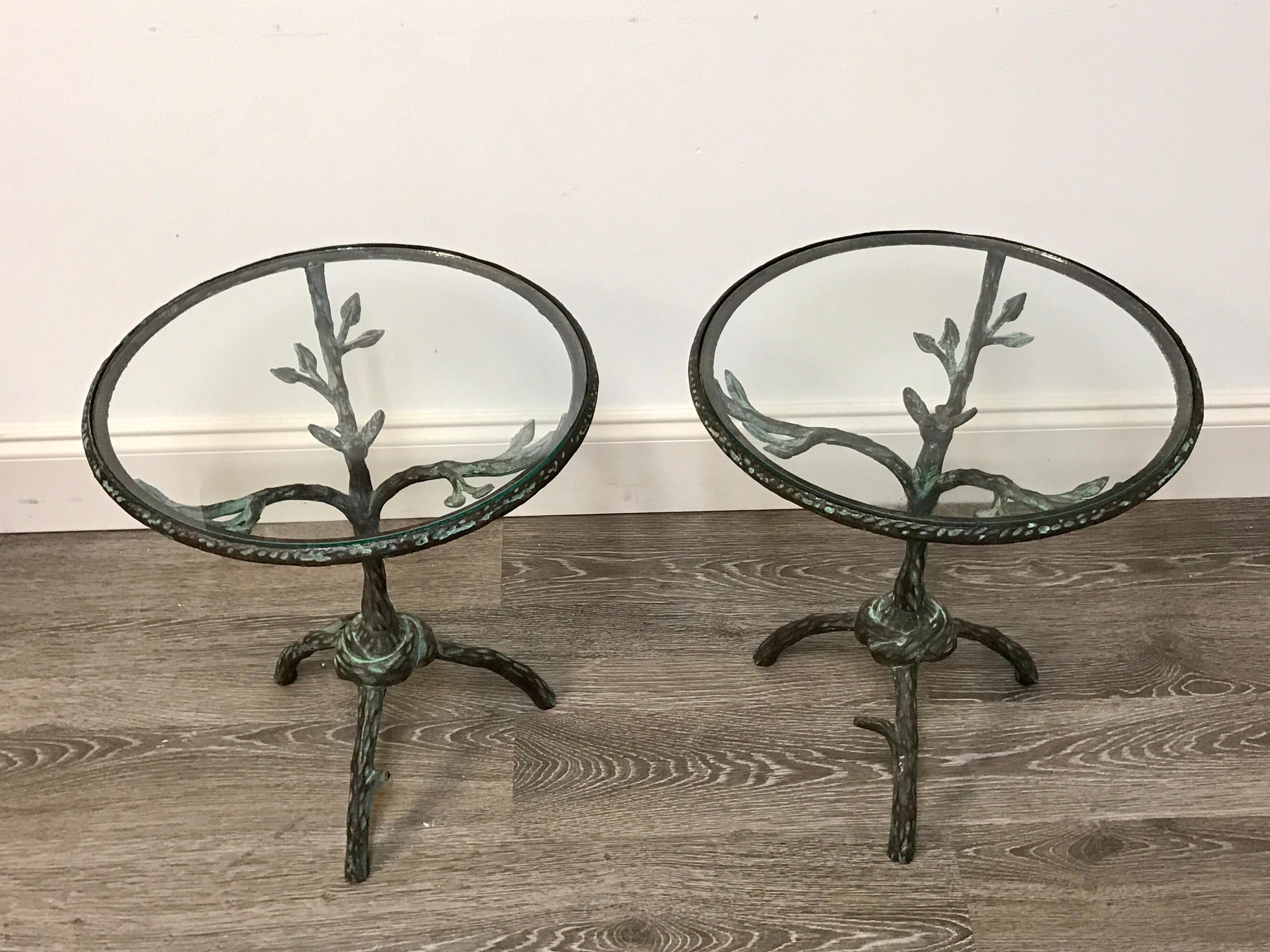 Modern Pair of Giacometti Style Side Tables