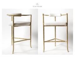 Pair of Gold Giacometti Style "Twig" Counter-stools by Elan Atelier (in Stock)