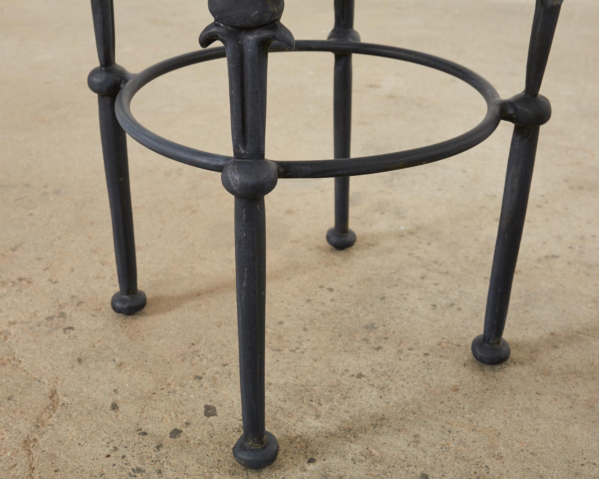 Pair of Giacometti Style Wrought Aluminum Garden Drinks Table 2