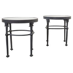 Pair of Giacometti Style Wrought Aluminum Garden Drinks Table