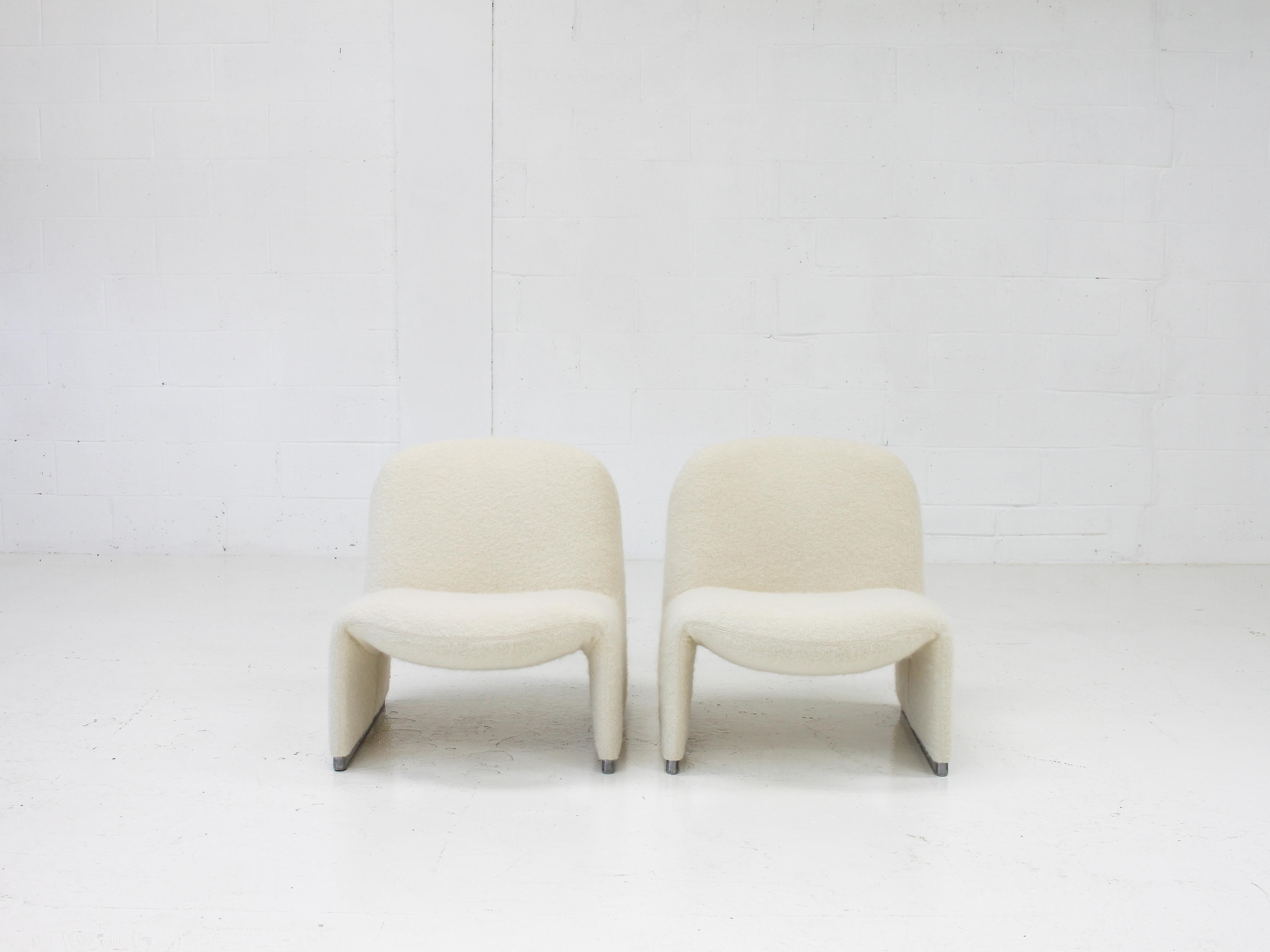 20th Century Pair of Giancarlo Piretti “Alky” Chairs in Fluffy Pierre Frey, Artifort, 1970s