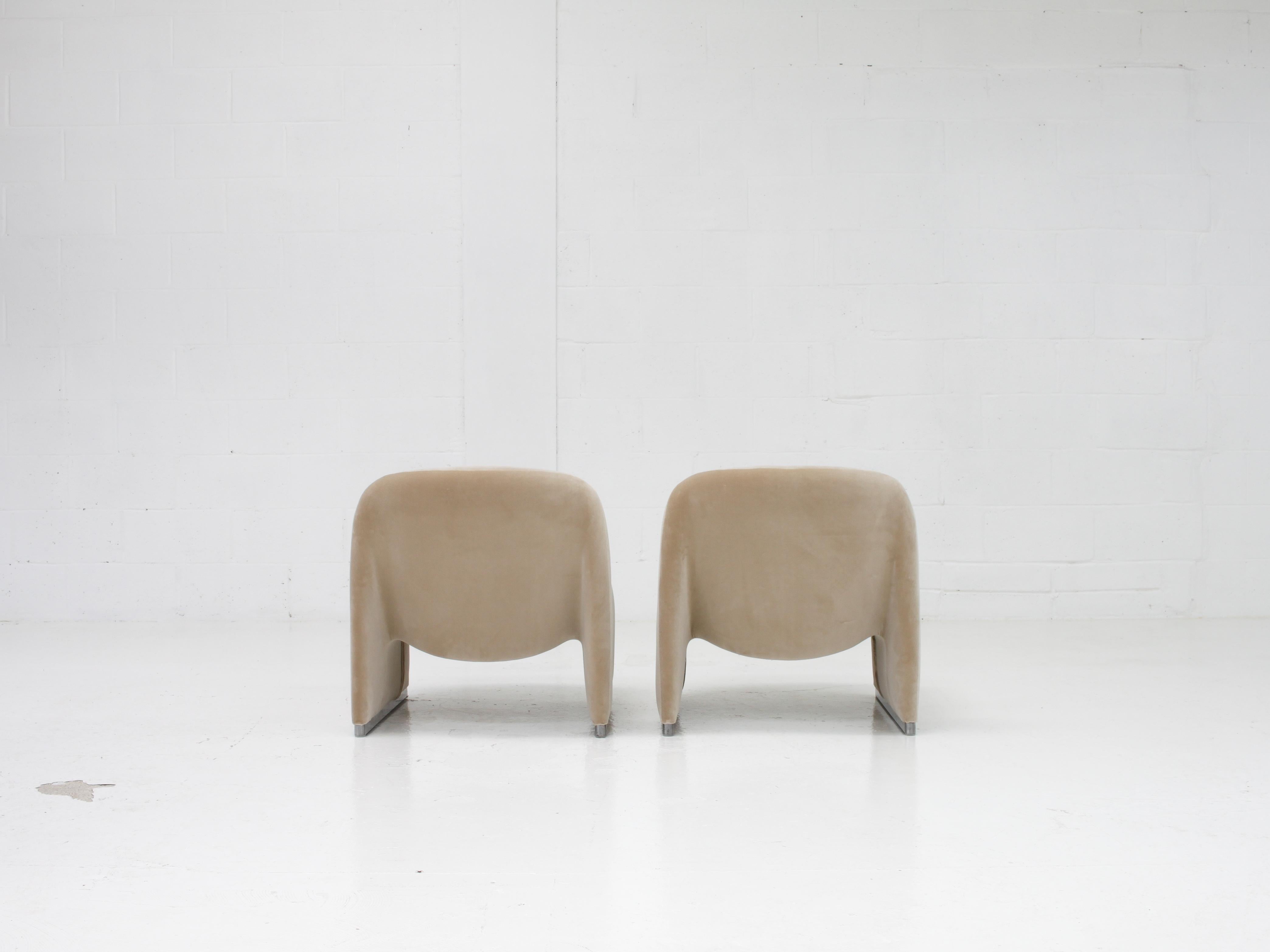 Pair of Giancarlo Piretti “Alky” Chairs in New Velvet, Artifort, 1970s 4