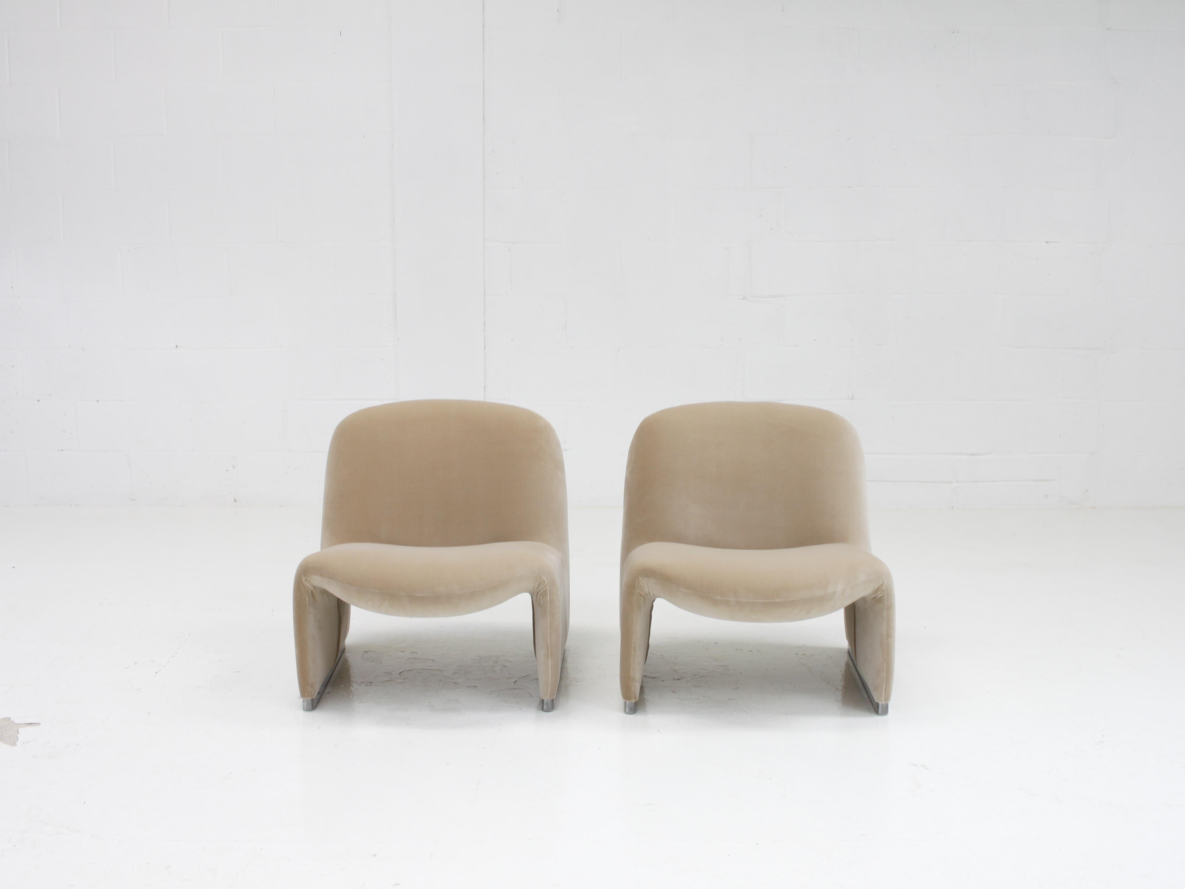 Pair of Giancarlo Piretti “Alky��” Chairs in New Velvet, Artifort, 1970s 1