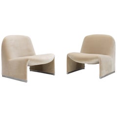 Pair of Giancarlo Piretti “Alky” Chairs in New Velvet, Artifort, 1970s