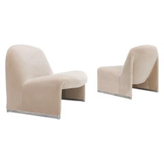 Pair of Giancarlo Piretti “Alky” Chairs in New Velvet, Castelli, 1970s