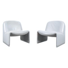 Pair of Giancarlo Piretti “Alky” Grey Leather Chairs, Castelli, 1969