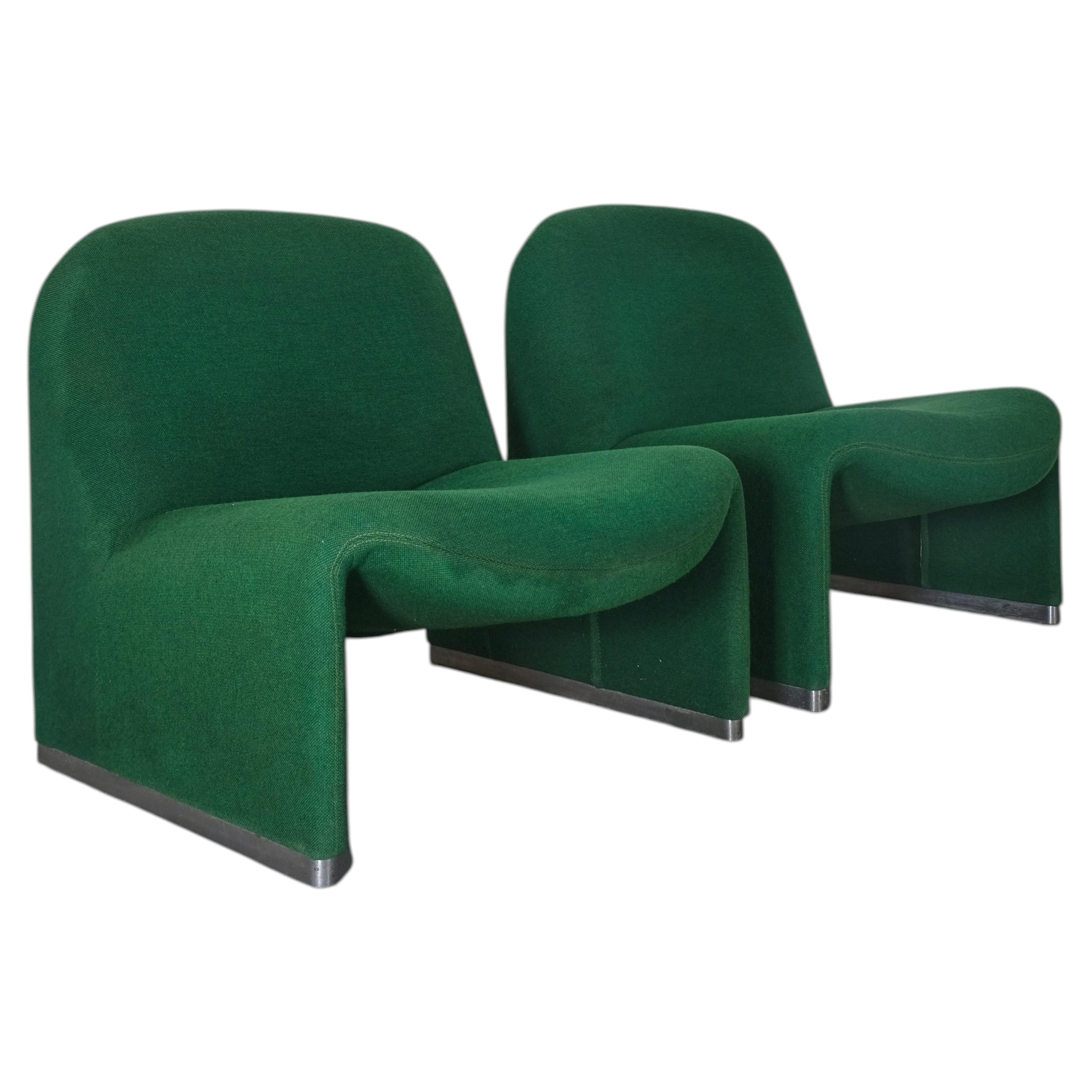 Pair of Giancarlo Piretti Alky Lounge Chairs with original upholstery c.1970 For Sale