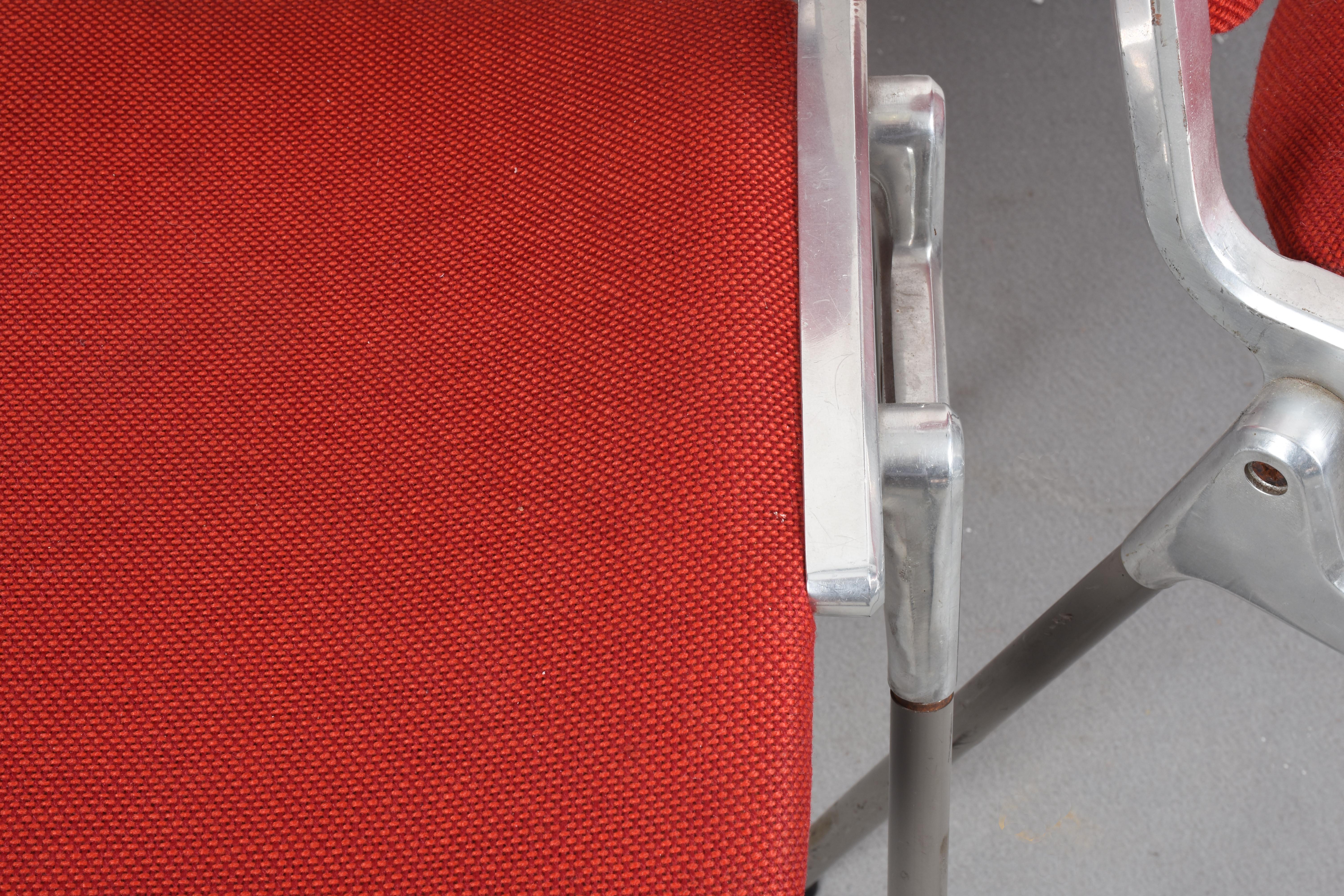 Pair of Giancarlo Piretti Red Fabric DSC 106 Italian Chairs for Castelli, 1960s 5