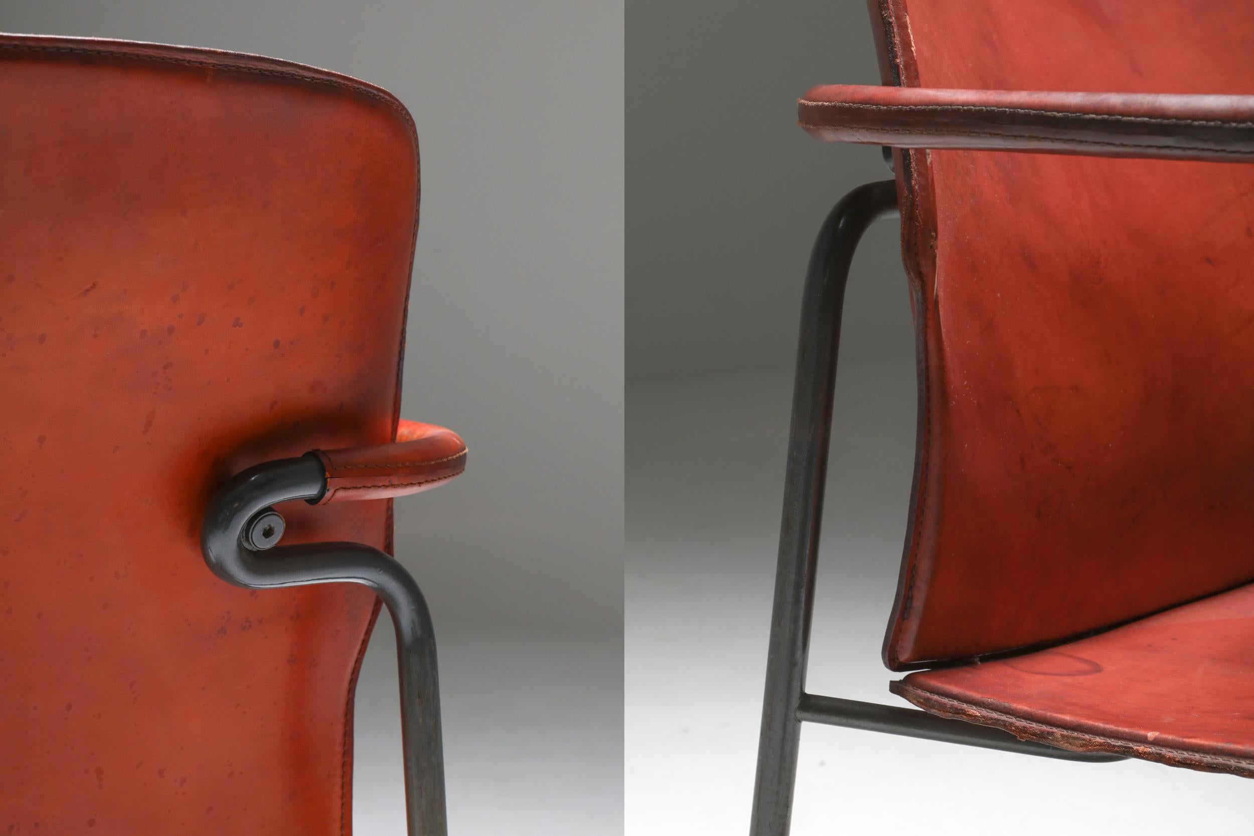 Paire de fauteuils Gianfranco Frattini modèle 'Lalanda' en cuir cognac foncé en vente 4
