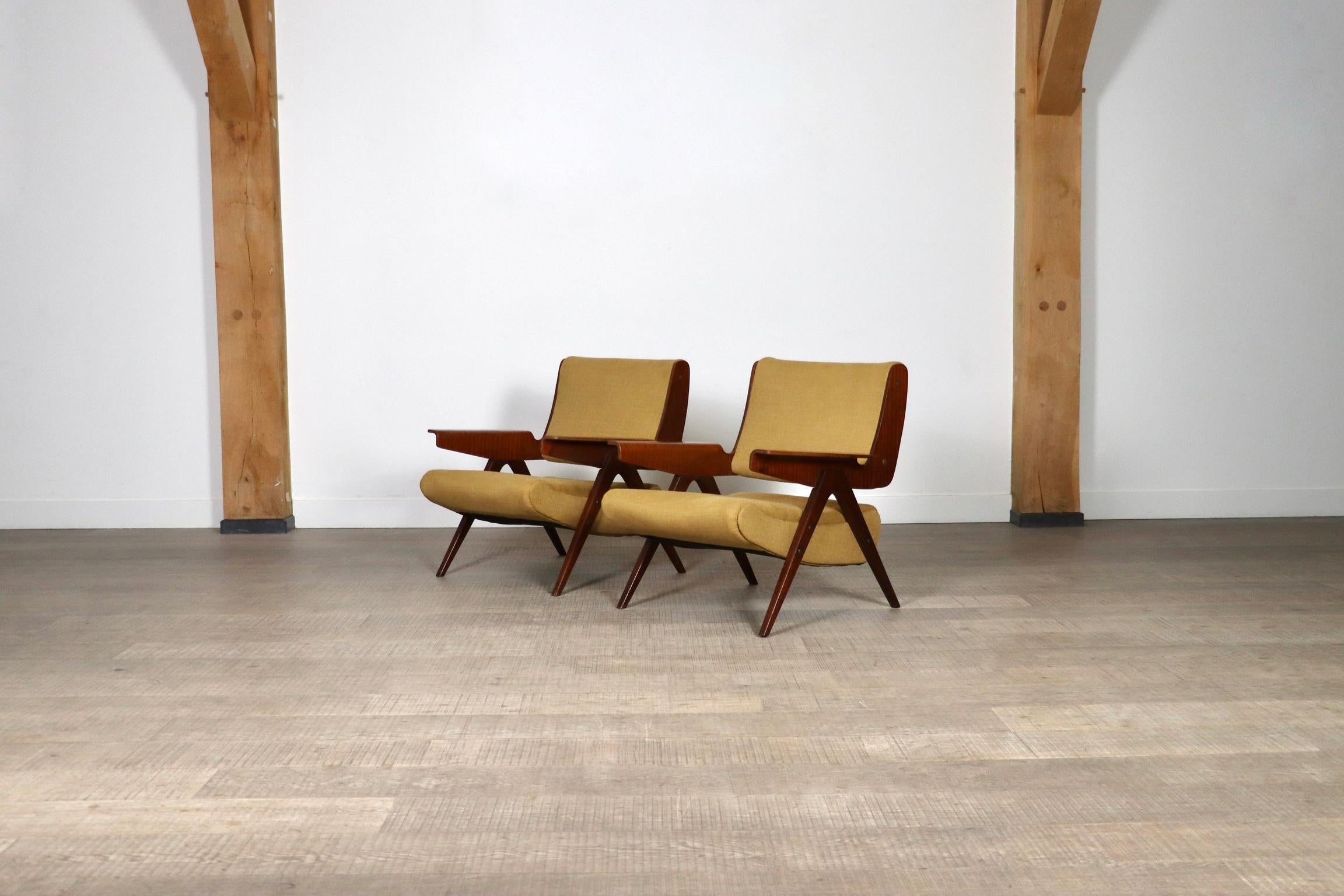 Pair Of Gianfranco Frattini Model 831 Lounge Chairs For Cassina, 1950s For Sale 2