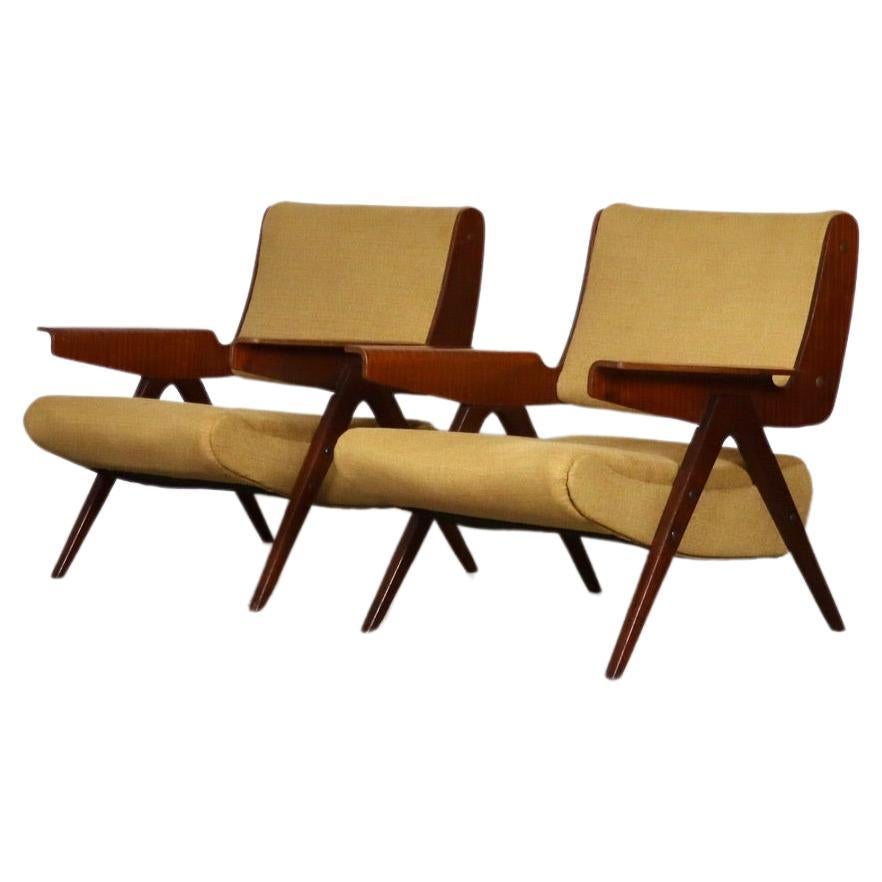 Pair Of Gianfranco Frattini Model 831 Lounge Chairs For Cassina, 1950s For Sale
