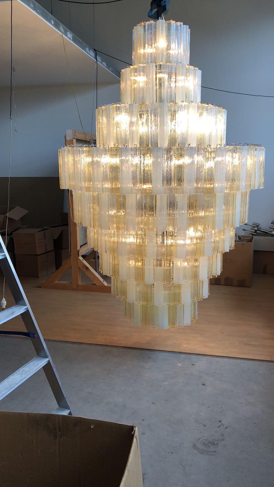 Pair of Giant Italian Chandeliers, Murano In Excellent Condition For Sale In Budapest, HU