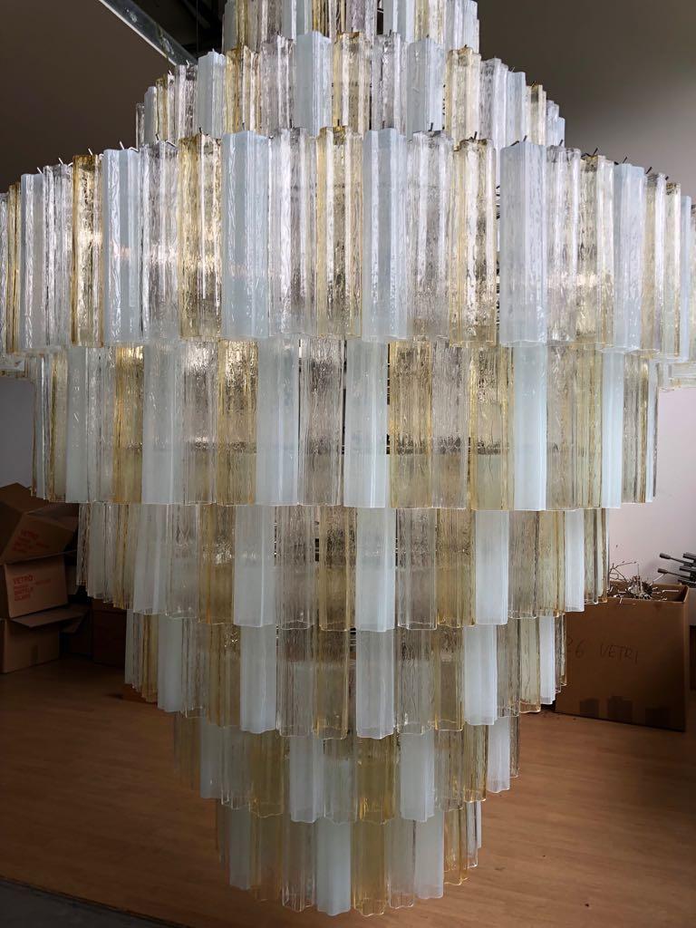 Pair of Giant Italian Chandeliers, Murano For Sale 1