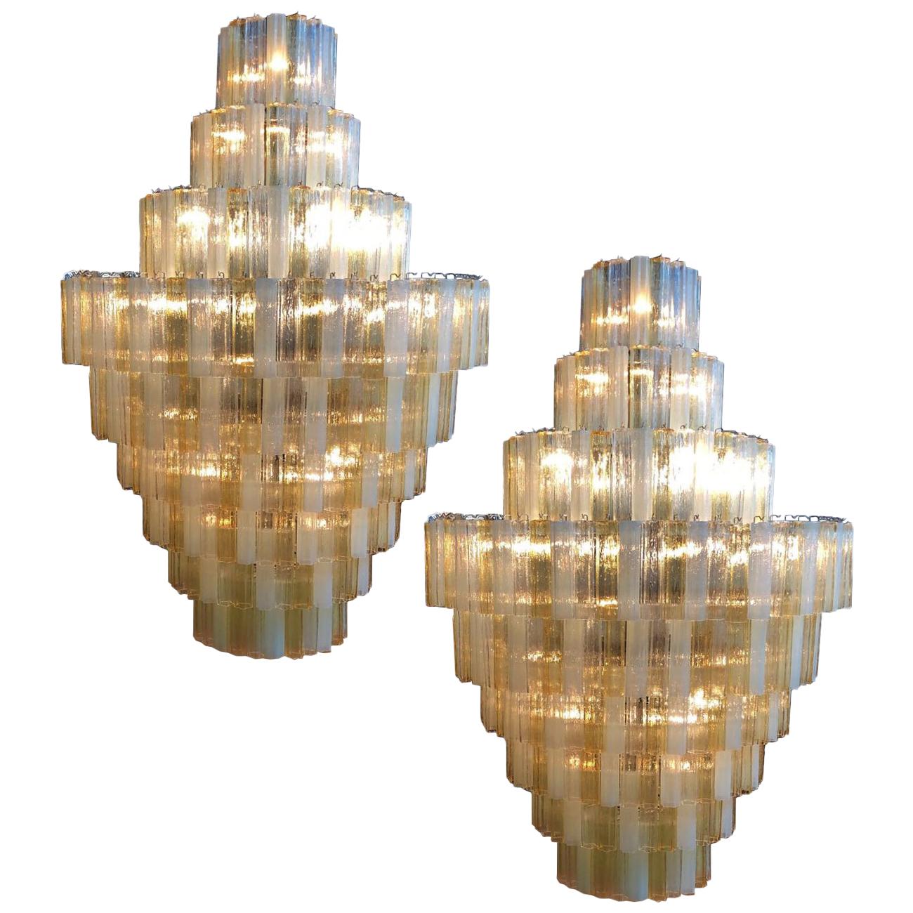 Pair of Giant Italian Chandeliers, Murano For Sale