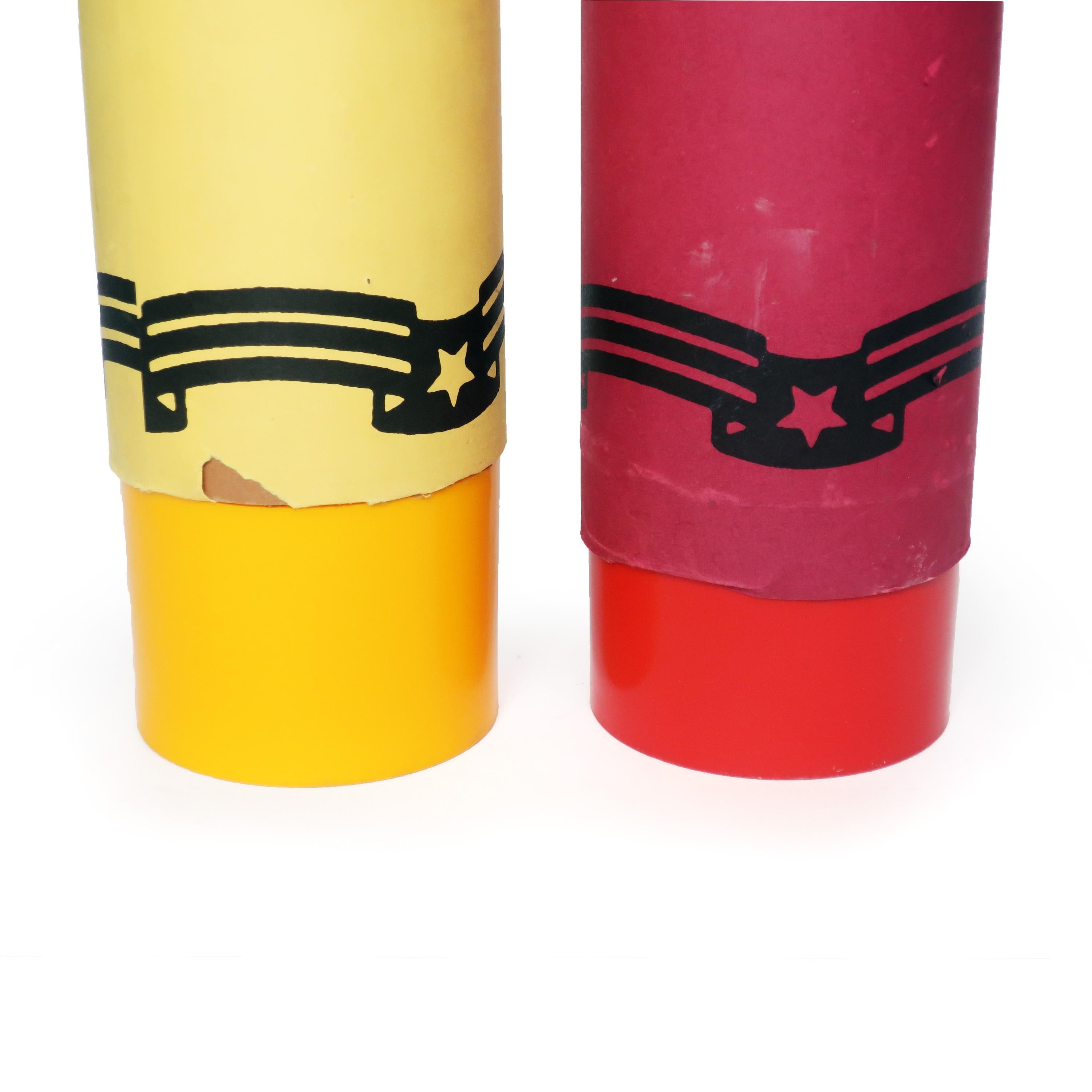 20th Century Pair of Giant Yellow and Red Crayons