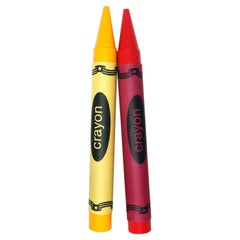 Vintage Pair of Giant Yellow and Red Crayons