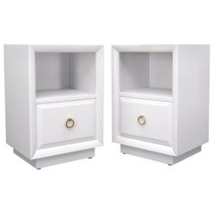 Pair of Gibbings for Widdicomb White Lacquer Nightstands End Tables