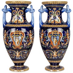 Pair of Gien French Faience Vases