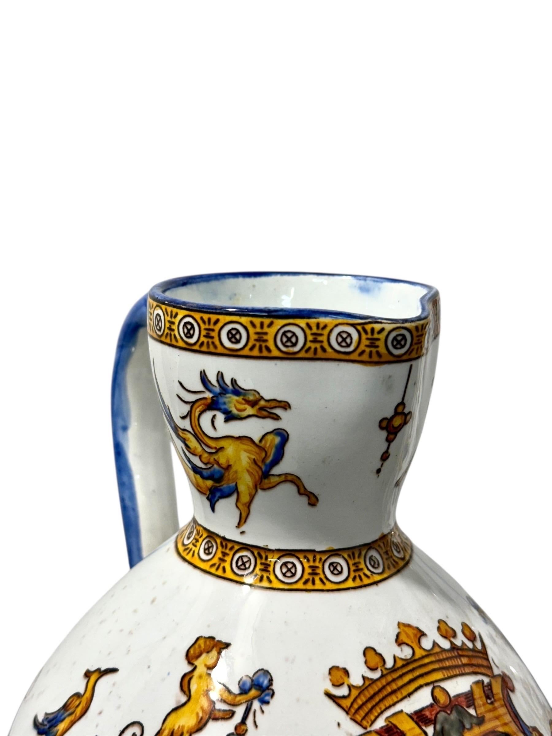 Coppia di brocche in maiolica rinascimentale di Gien, XIX secolo in vendita 7