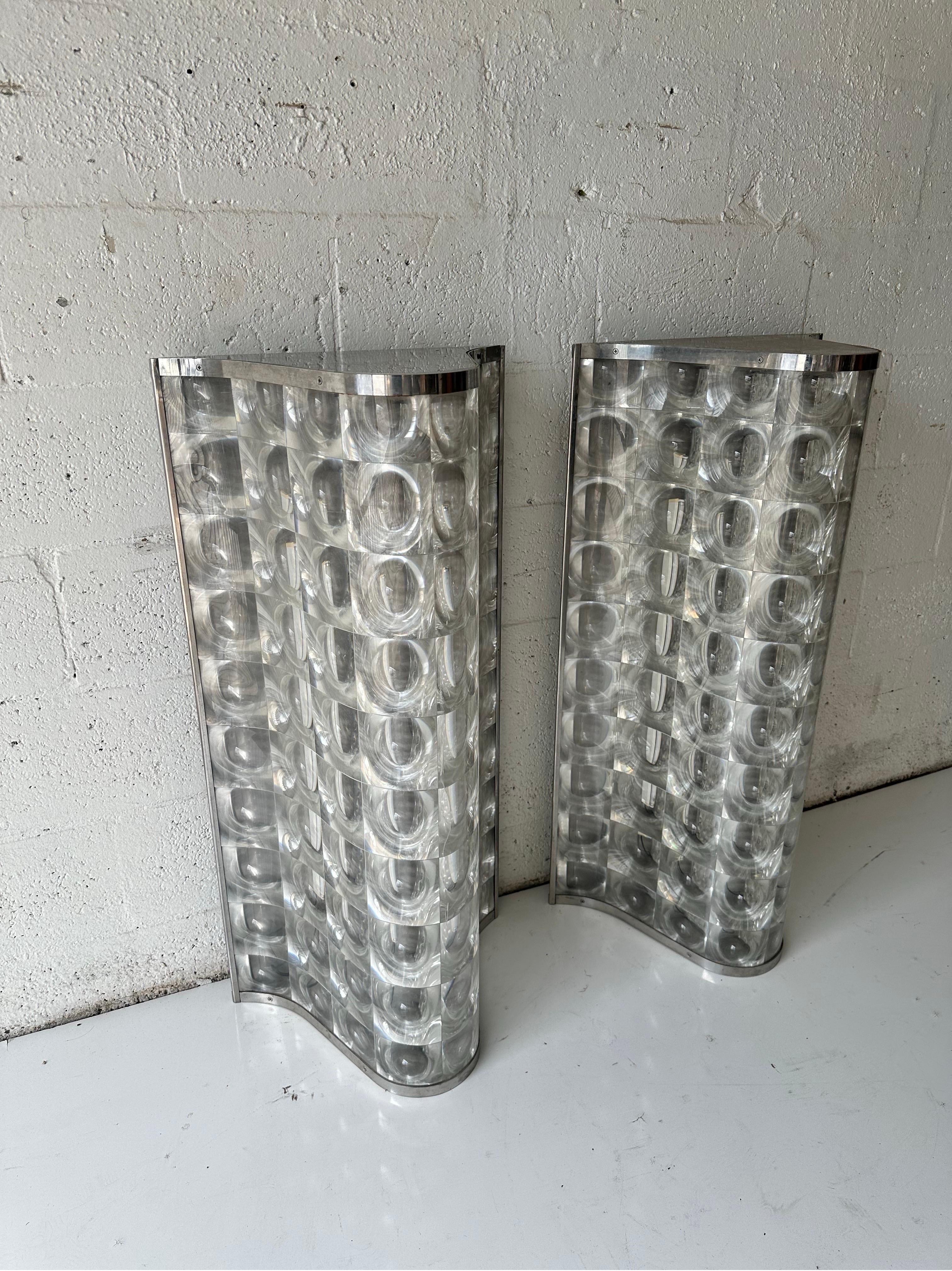 Pair of gigantic  1970’s  PVC plastic and Chrome Sconces From a movie theater of Nice , France.