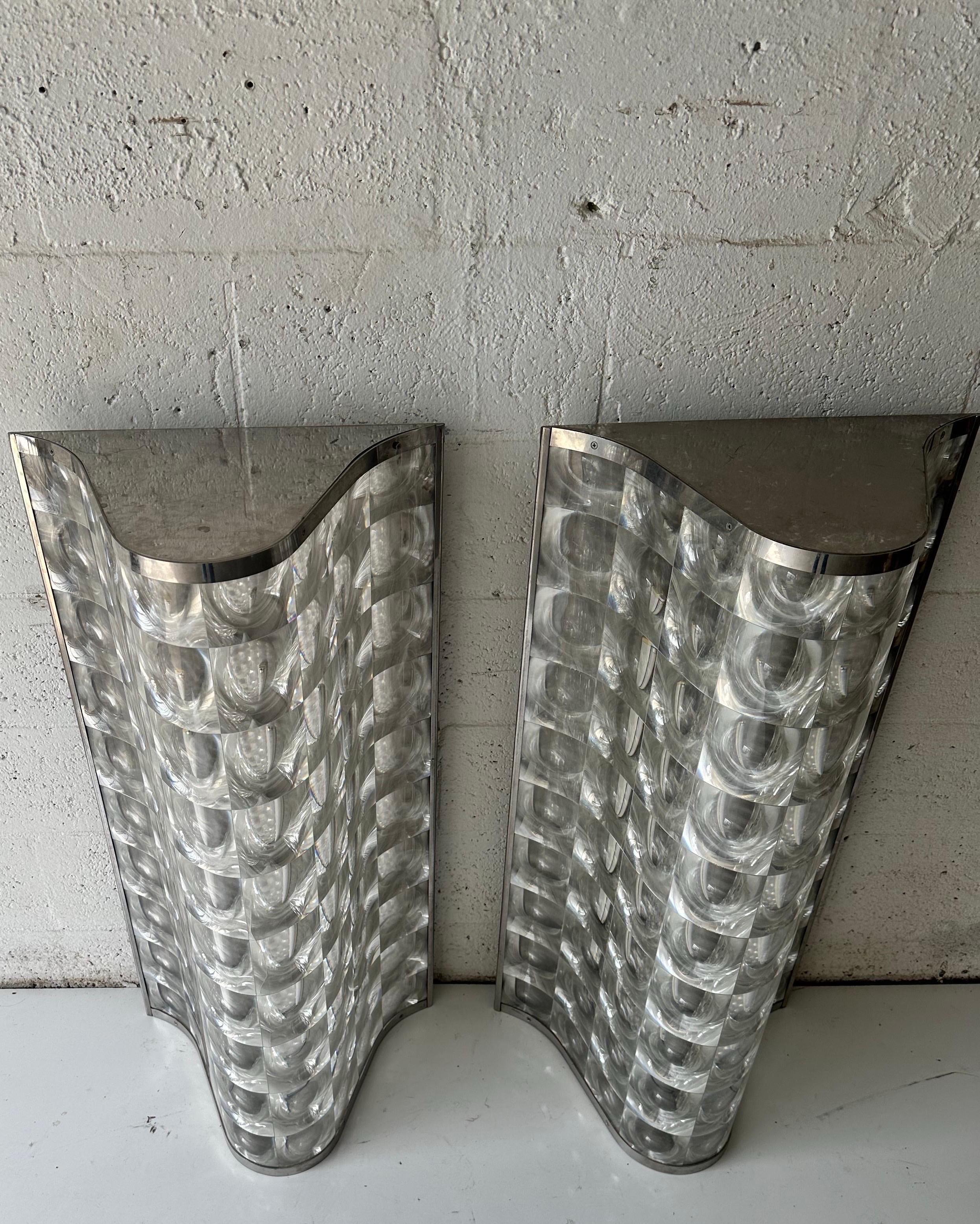 Mid-Century Modern Pair of gigantic  1970’s  PVC plastic and Chrome Sconces For Sale