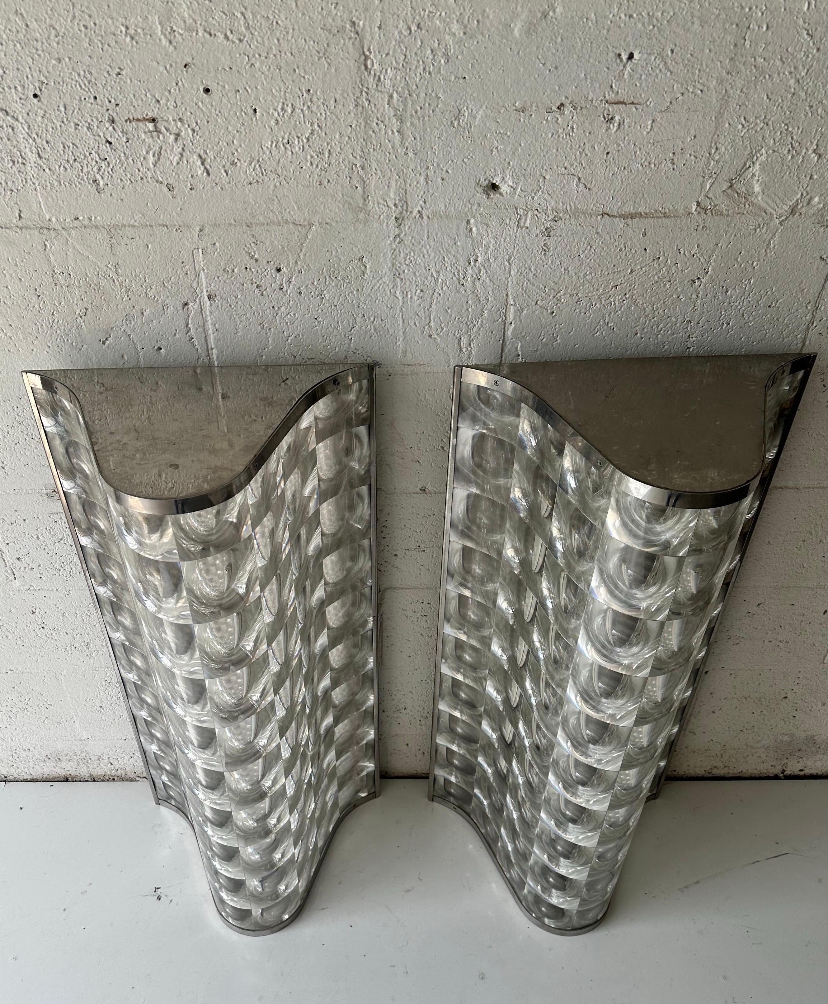 French Pair of gigantic  1970’s  PVC plastic and Chrome Sconces For Sale