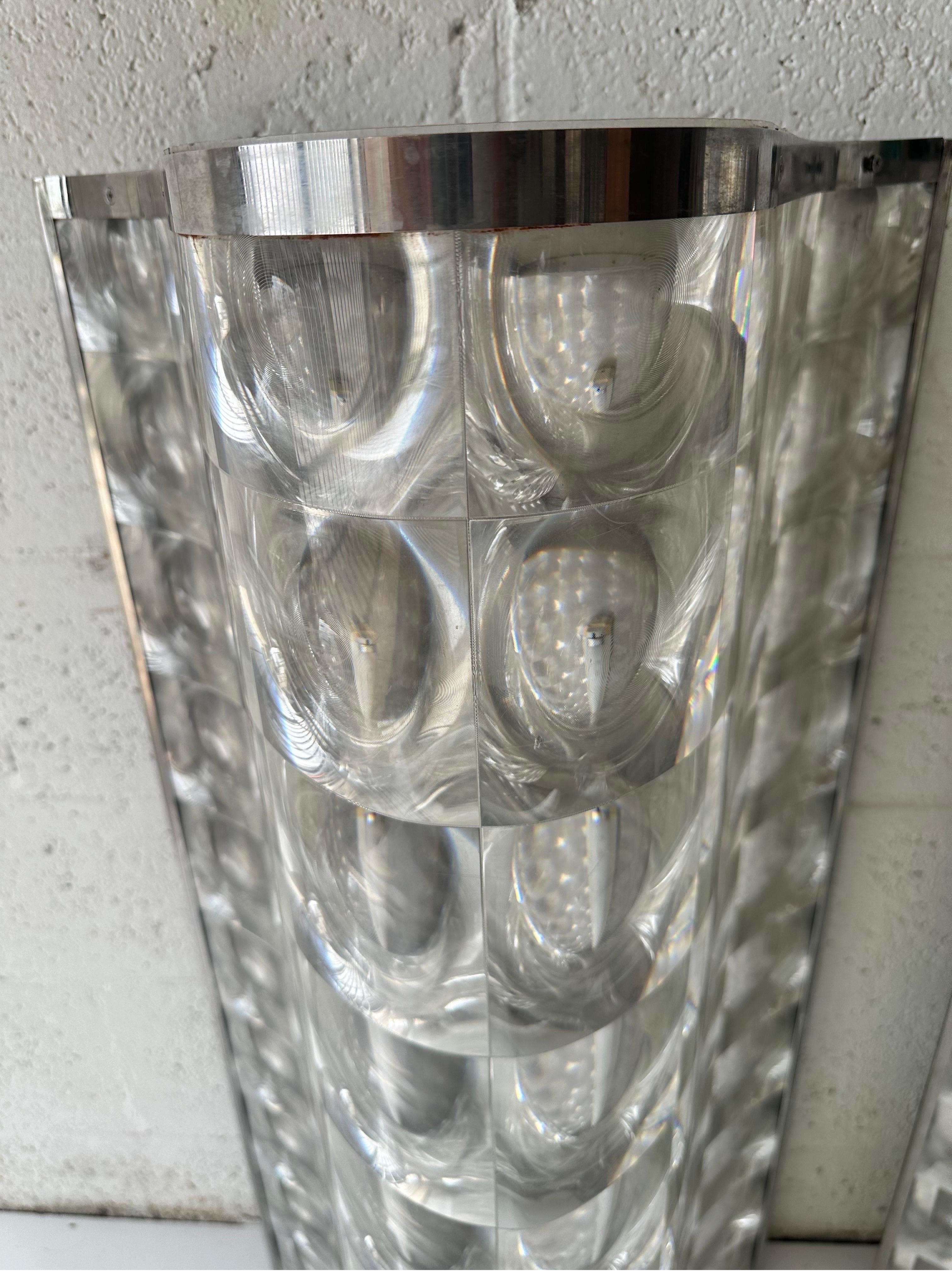 Pair of gigantic  1970’s  PVC plastic and Chrome Sconces In Good Condition For Sale In Miami, FL