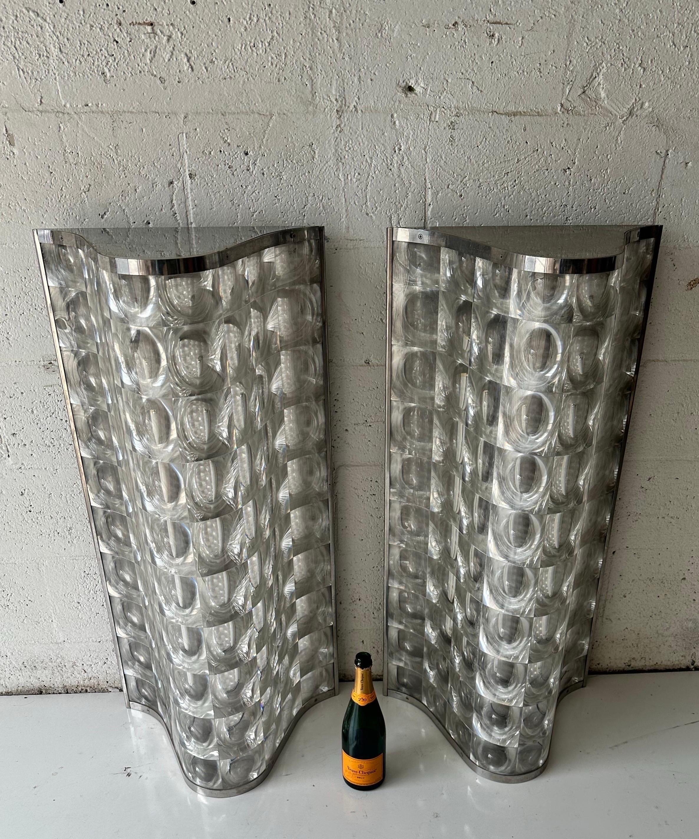 Pair of gigantic  1970’s  PVC plastic and Chrome Sconces For Sale 2