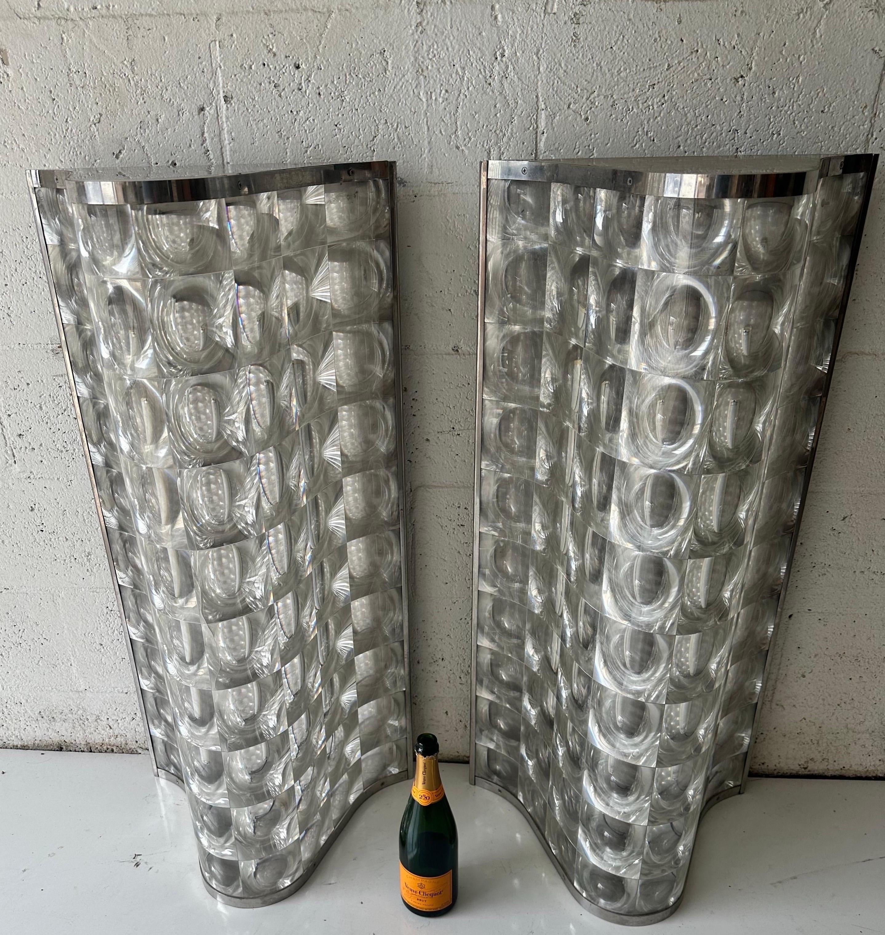 Pair of gigantic  1970’s  PVC plastic and Chrome Sconces For Sale 3