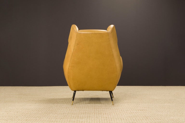 Pair of Gigi Radice for Minotti Leather Wingback Lounge Chairs, Italy, c. 1950s For Sale 4