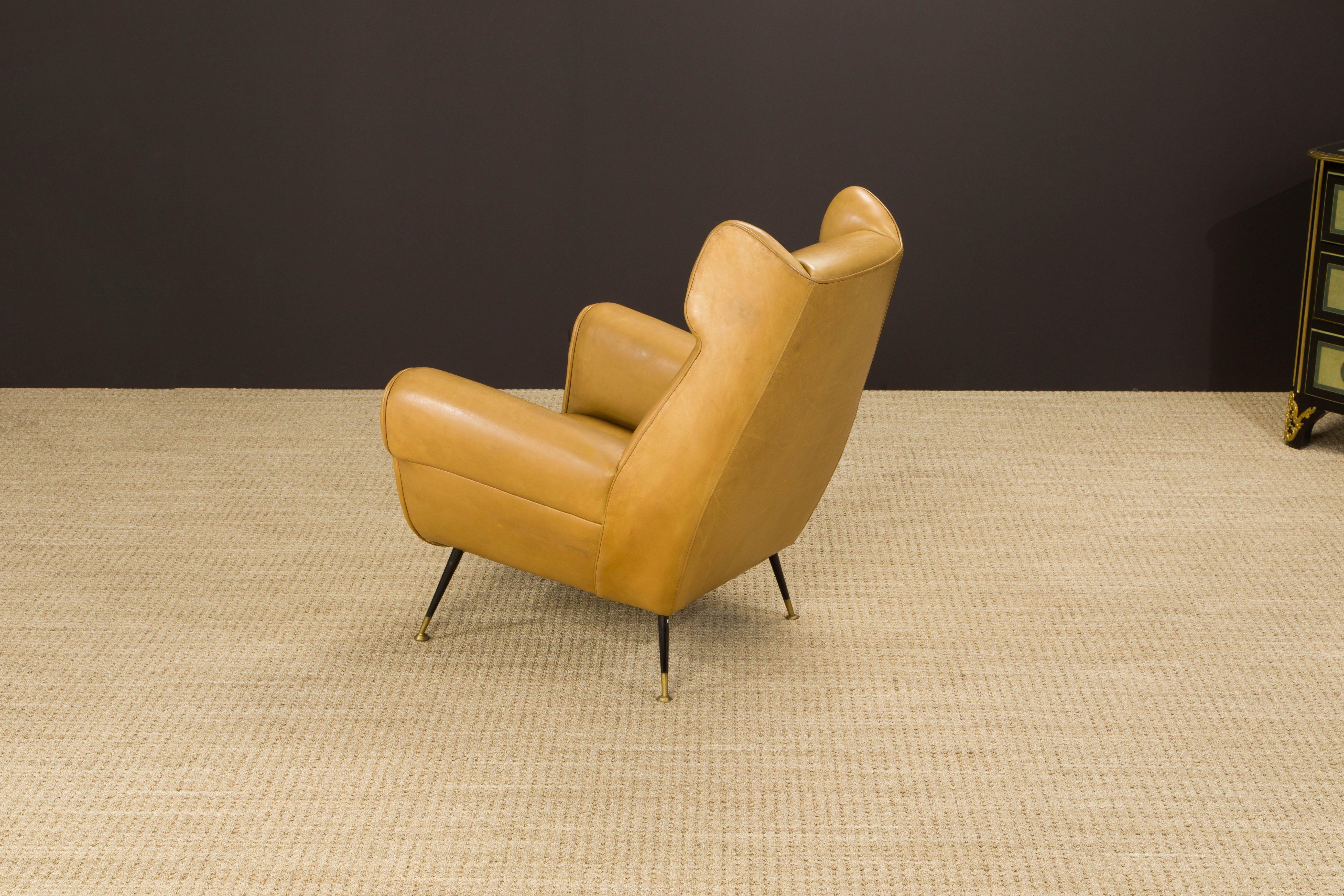 Pair of Gigi Radice for Minotti Leather Wingback Lounge Chairs, Italy, c. 1950s 5